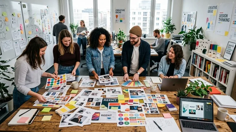 Creative team brand design moodboard color agency